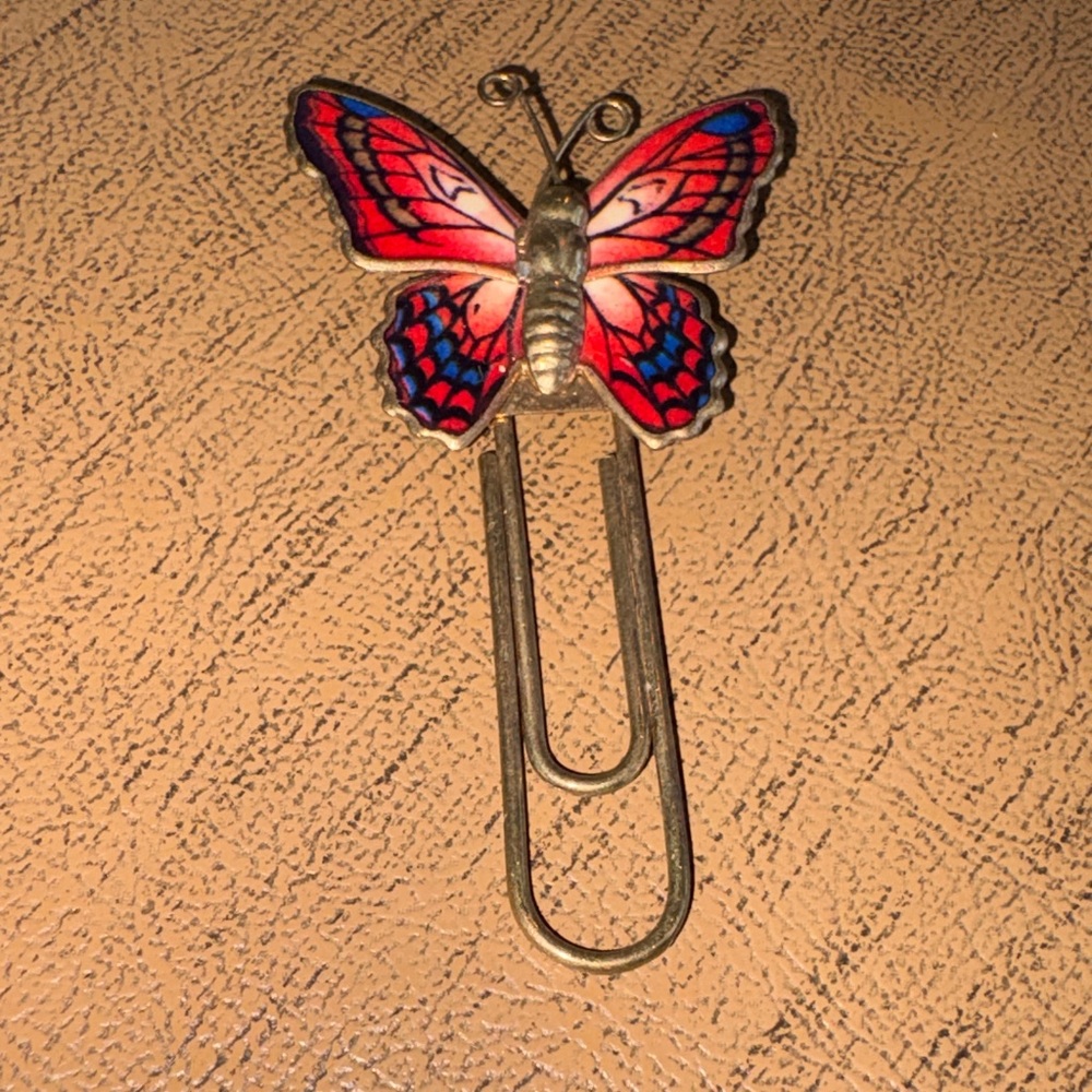 Vintage enamel butterfly on paper clip